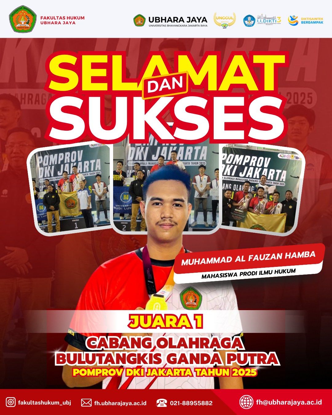 Mahasiswa FH UBJ Raih Medali Emas dalam Ajang POMPROV DKI Jakarta 2025